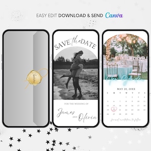 Video Save The Date Template, Minimalist Wedding Save The Date Calendar, Photo Save The Date Digital Invitation, Editable Template Download