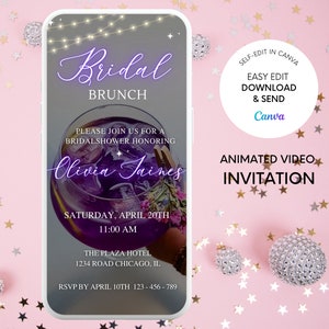 Bridal Brunch Invitation Template, Bridal Shower E-vite, Mobile Invite, Editable Invitation Template, phone invitation Bridal Invitation