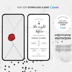 Digital Rehearsal Dinner Invitation, Electronic Invitation, the night before invitation template, Minimalist Editable Dinner Invite