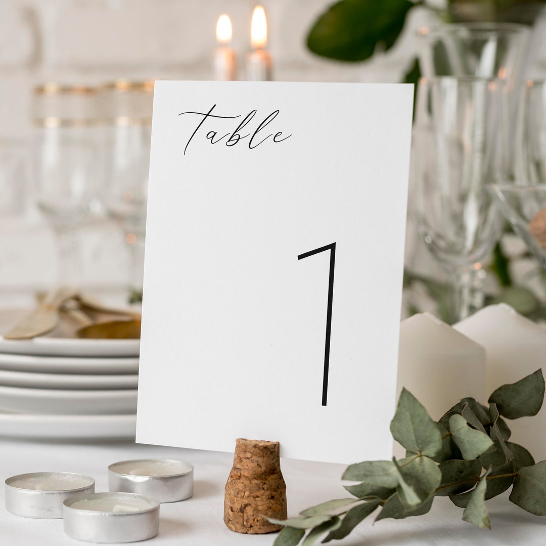 Modern Table Numbers Template, Minimal Table Numbers, Minimal Wedding ...