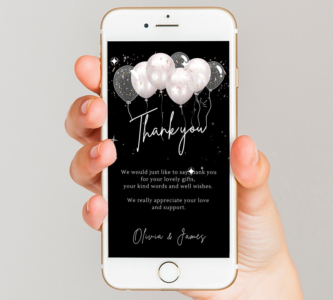 Electronic Thank You Card Template Digital, Blue Shiny Thank You Ecard for Mobile Phone