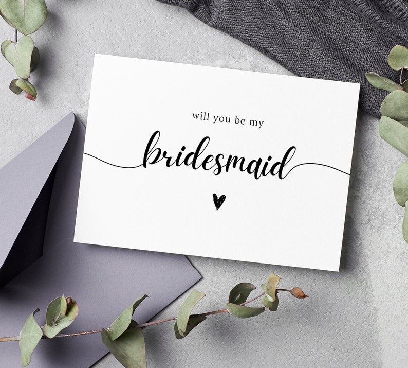 Asking Bridesmaid Card Template, Printable Will You Be My Bridesmaid ...