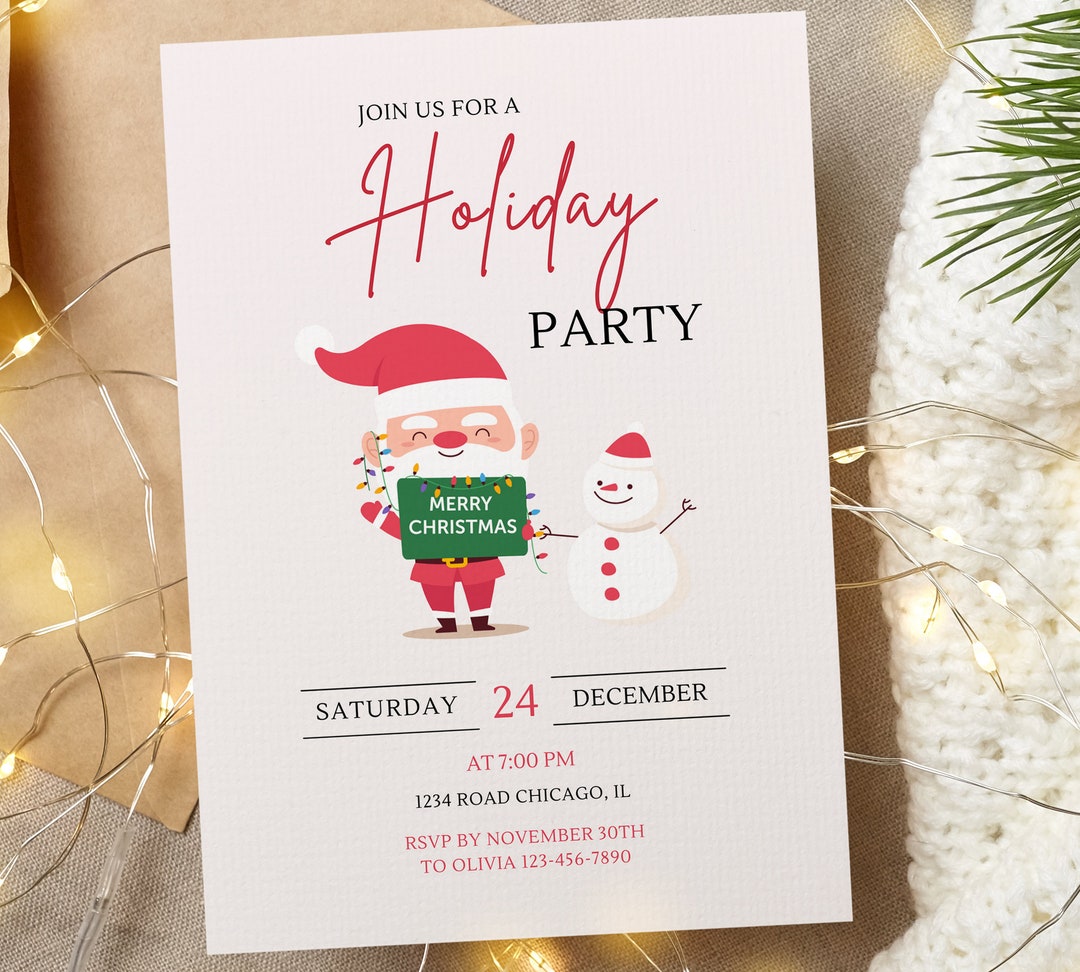 Editable Christmas Party Invitation Christmas Party - Etsy