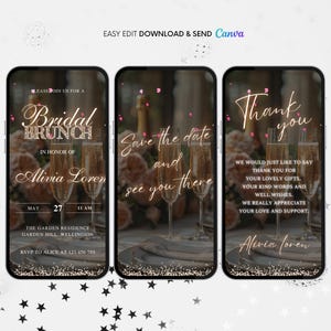 Gold Bridal Brunch Video Invitation: Floral Bachelorette Evite (Digital Download)