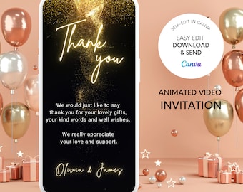 Gold Shiny Video Thank You eCard Template (Digital)