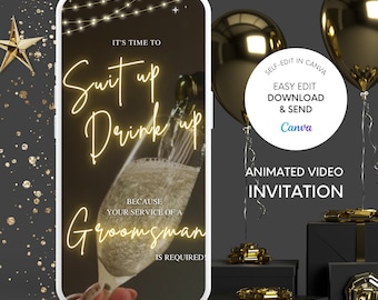 Animierte Groomsman Vorschlag Video, DIY elektronische Karte (Digitaler Download)