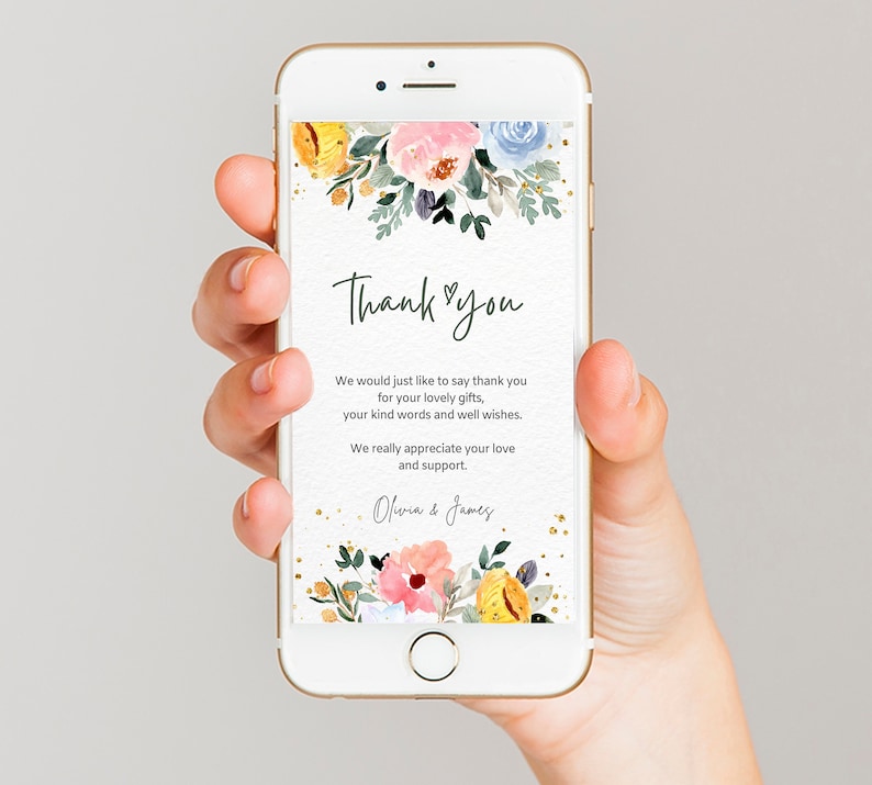 Electronic Thank You Card Template Digital Editable Digital Etsy