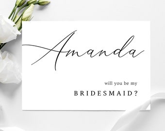 Asking bridesmaid card, Printable Will You Be My Bridesmaid Card Template, Maid Of Honor Proposal Card, Editable Instant