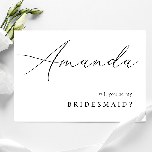 Asking bridesmaid card, Printable Will You Be My Bridesmaid Card Template, Maid Of Honor Proposal Card, Editable Instant