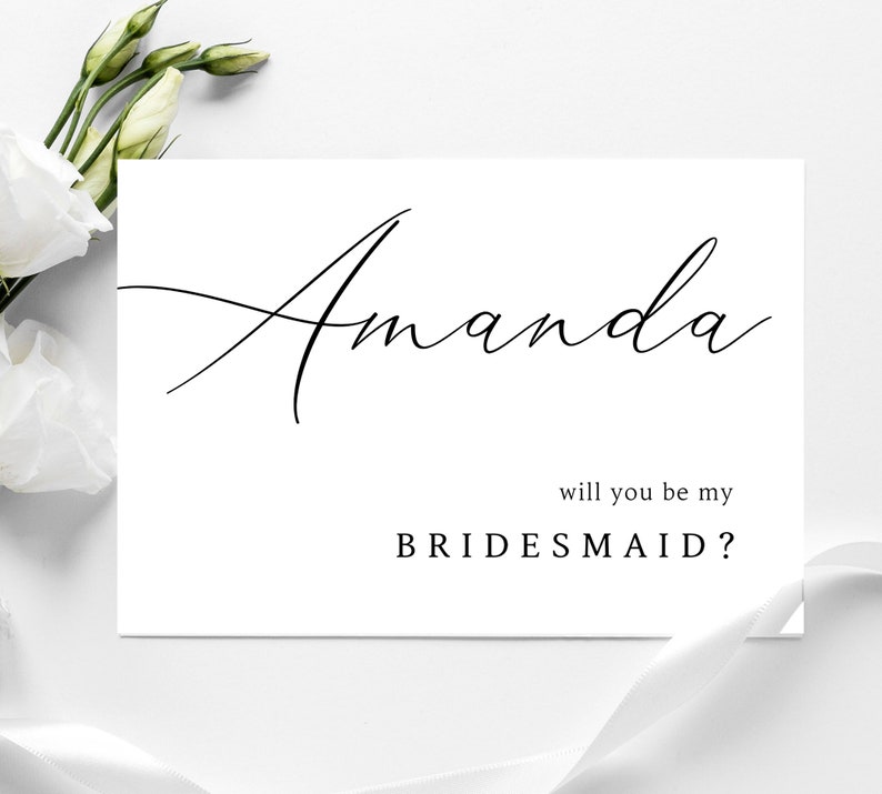 Asking bridesmaid card, Printable Will You Be My Bridesmaid Card Template, Maid Of Honor Proposal Card, Editable Instant image 1