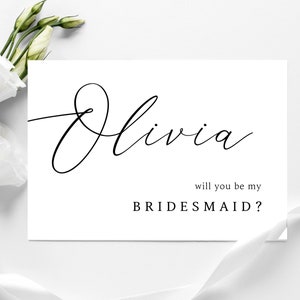 Asking bridesmaid card, Printable Will You Be My Bridesmaid Card Template, Maid Of Honor Proposal Card, Editable Instant image 2