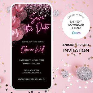 Save the date invite Any Event Invitation, Animated Birthday Invitation, Wedding Party Evite, Eco Friendly, Digital Smartphone Invitation