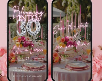 Floral 30th Birthday Invitation: Editable Dinner Party Invite (Digital Download)