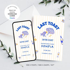 Last Toast on the Coast Bachelorette Party Invitation and Itinerary Template Coastal Beach Bachelorette Party Invitation Weekend Itinerary