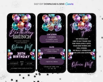 Birthday Brunch Invitation Template: Animated Phone Evite (Digital)