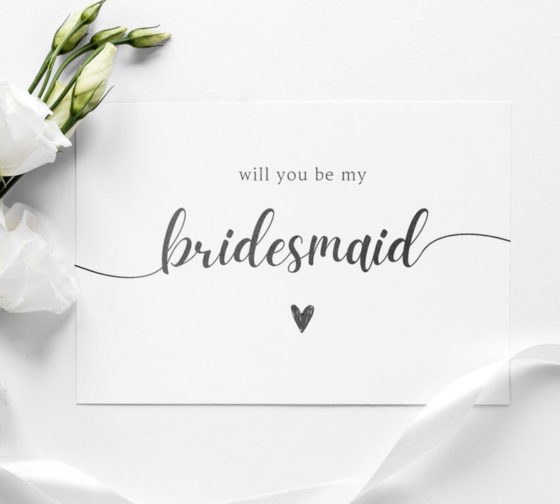 Asking Bridesmaid Card Template, Printable Will You Be My Bridesmaid ...