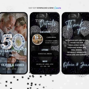 50th Anniversary Invitation, 50th Anniversary Party Animated Invitation, Editable Anniversary Digital Video Invite, Wedding Anniv Evite