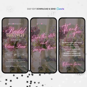 Bridal Brunch Invitation, Pink Bridal Shower Animated Invitation, Editable Bridal Brunch Digital Video Invite, Bachelorette Floral Evite