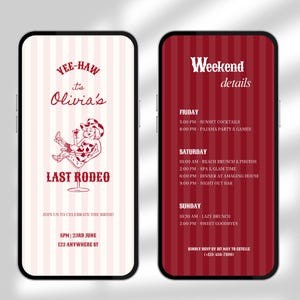 Last Rodeo Bachelorette Invite & Itinerary Template, Hen Do Nashville Bachelorette Weekend Invite Template, Cowgirl Western Country