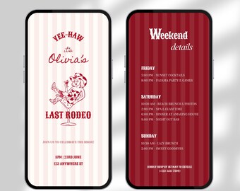 Last Rodeo Bachelorette Invitation Template: Nashville Hen Do, Editable Canva Template (Digital Download)