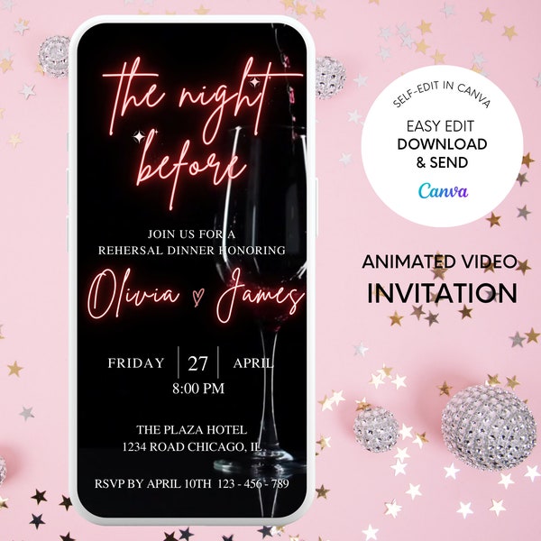 Digital Rehearsal Dinner Invitation, Electronic Invitation, the night before invitation template, Electronic Floral Editable Dinner Invite