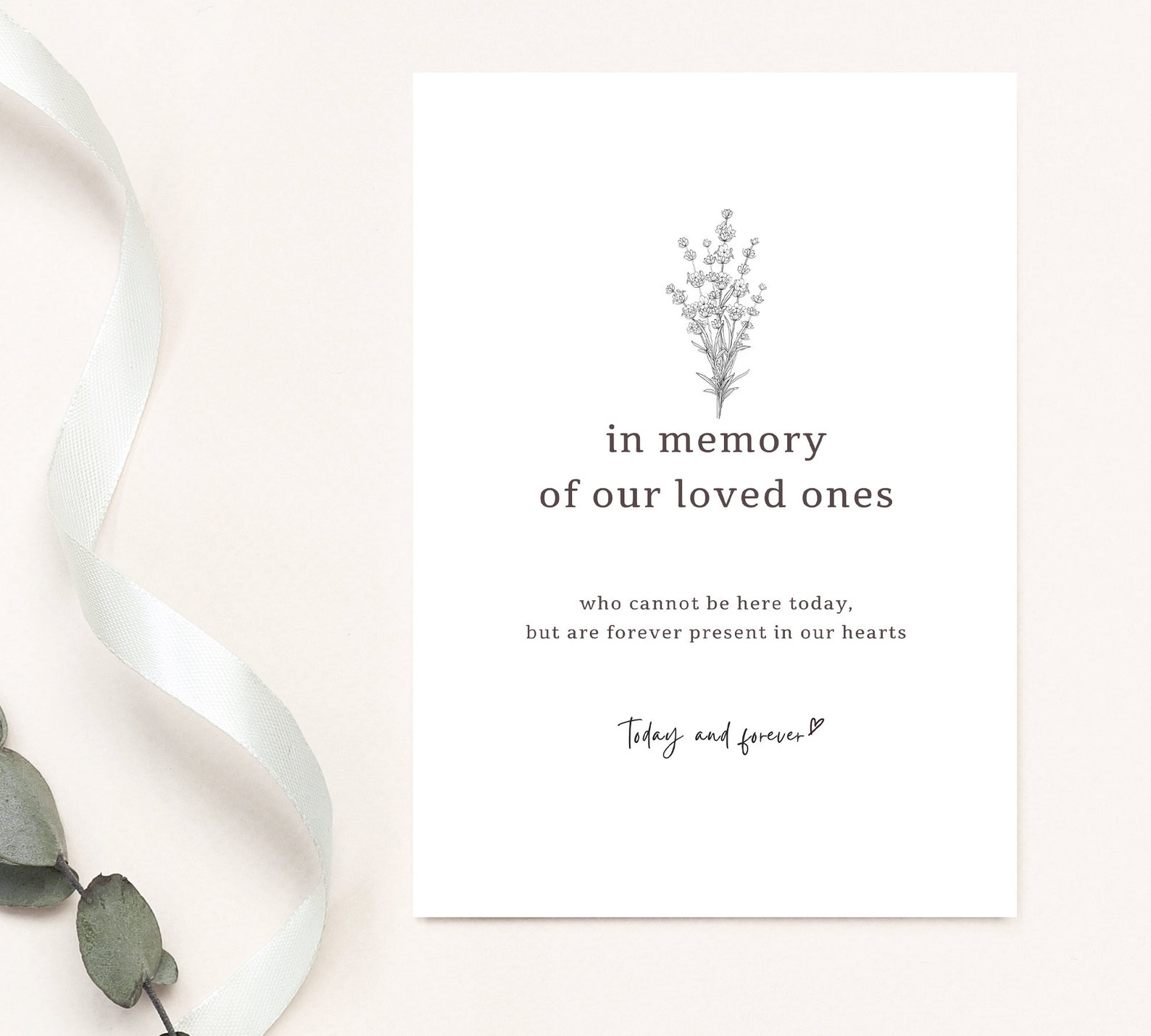 In Memory Sign Printable, Modern Rustic, Wedding Sign, INSTANT Download ...