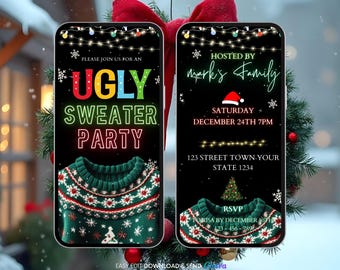 Editable Ugly Sweater Party Invitation: Christmas Celebration Template (Digital Download)