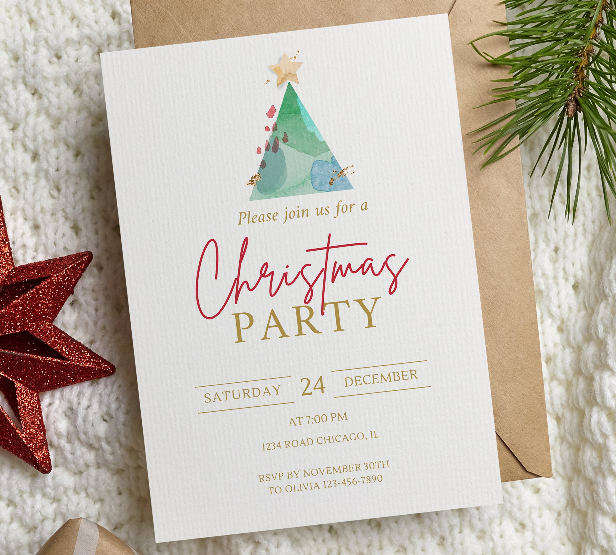 Christmas Invitation Digital Download Christmas Party - Etsy