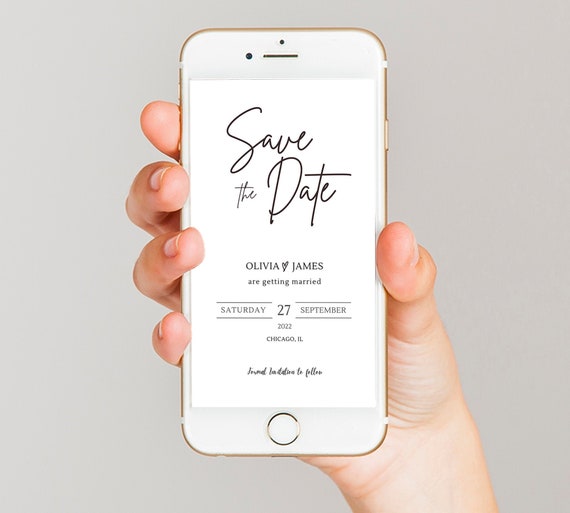Electronic Save the Date Invitation: Phone Template (Digital Download)