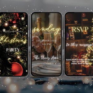 Christmas Party Invitation, Holiday Party Animated Invitation, Editable Christmas Dinner Digital Video Invite, Holiday Dinner Evite