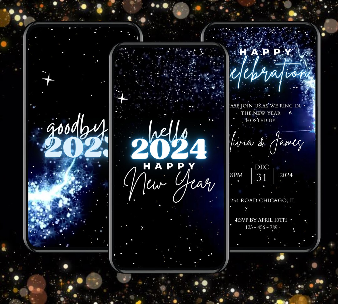 Digital New Years Eve Party Invitation, Happy New Year Card With ...