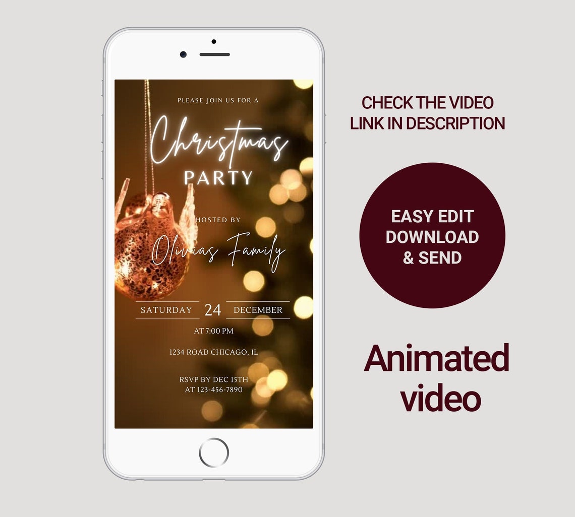 Christmas Party Invitation Animated Holiday Party Invite Etsy