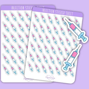 Pegatinas para planificador de inyecciones, pegatinas para diario de medicamentos, hojas de pegatinas para medicamentos, álbum de recortes, Bullet Journal, pegatinas Bujo, planificador de diario