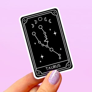 Adesivo de Carta de Tarô de Touro, Adesivos de Horóscopo Celestial, Adesivo de Signo do Zodíaco, Adesivo de Astrologia, Planetas Espaciais, Bruxa, Cartas de Tarô