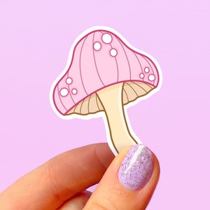 Sticker champignon rose, Stickers kawaii, Stickers sorcière champignon vénéneux, Sticker magique, Sticker sorcellerie, Fantastique, Papeterie Mushroomcore