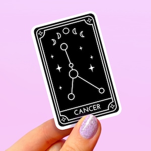 Kanker tarotkaart sticker, stickers hemelse horoscoop, sticker sterrenbeeld sterrenbeeld, sticker astrologie, ruimteplaneten, hekserij, tarotkaarten