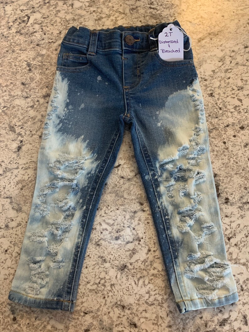 2T bleached distressed destroyed kids jeans