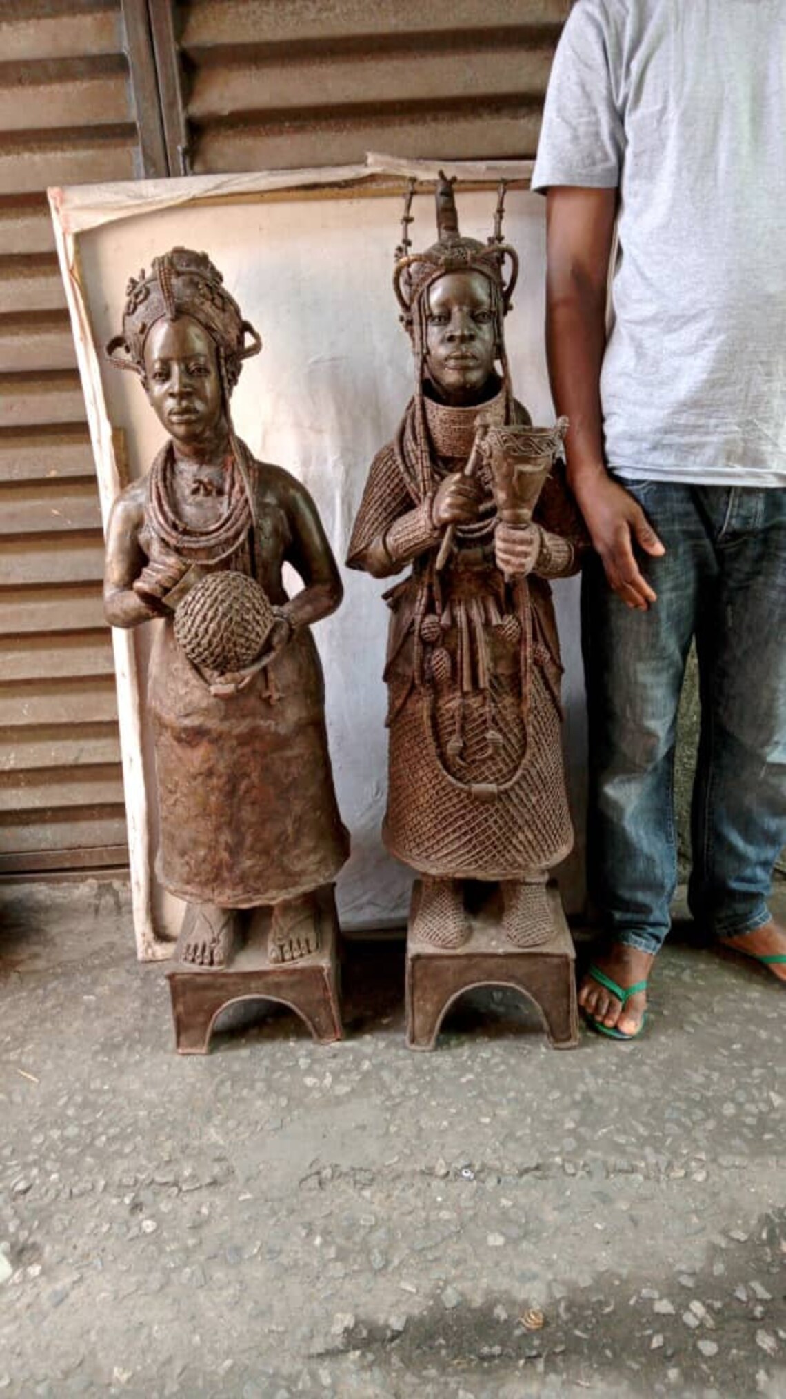 Massive Bronze Statues of the Oba and Queen of Benin Kingdom Etsy