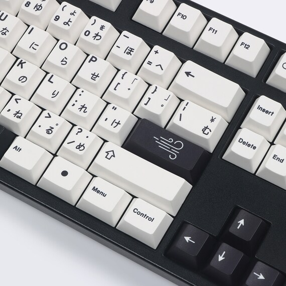 Black and White Japanese Keycaps Set PBT Mechanical Key Etsy