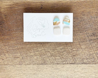 Polymer Clay Earring Stud Pack- Beachy Colors