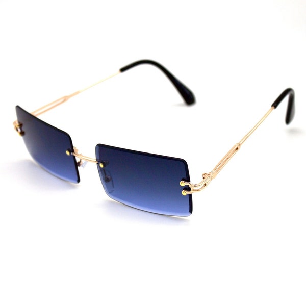 Vintage Mehrfarbige, rechteckige, kantenförmige Luxus-Designer-Retro-Hiphop-Brille/Sonnenbrille