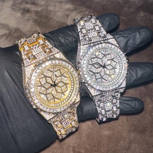 Men's Gold/White Gold/Two-Tone 43mm Iced Out Octagon Luxury Watch