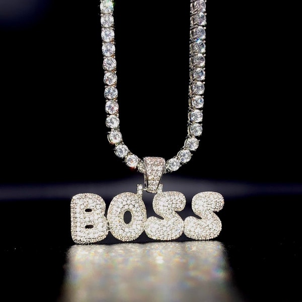 18k Gold/White Gold CZ Diamond Boss Hiphop Pendant Necklace