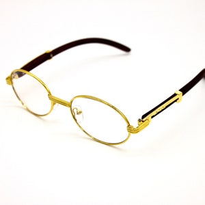 Vintage Wood Oval Shaped Buffs Retro Hiphop Designer Glasses/Sunglasses