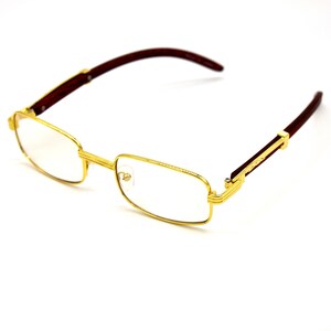 Vintage Wood Rectangular Shaped Buffs Retro Hiphop Designer Glasses/Sunglasses