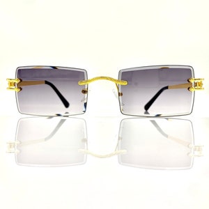 NEUE Vintage Multi-Color Gold Rechteck Rahmen Rand Geformt Luxus Designer Retro Hiphop Brille / Sonnenbrille