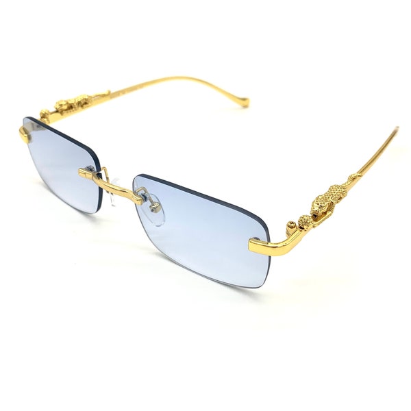 Vintage Jaguar doré/argenté monture de lunettes de soleil rétro de luxe/lunettes de soleil