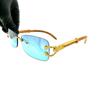 Retro Y2K Buffs Gold Panther Jaguar Frame Vintage Shades/Sunglasses