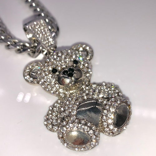 14k Gold/white Gold CZ Diamond Teddy 