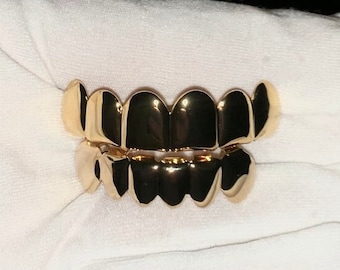 14k goud/wit vergulde hiphop sieraden grillz-set in effen stijl